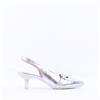 Wonders Gaia Kitten Heel Strap Slingback - Silver Leather
